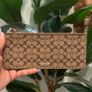 Coach Brown Signature Zip Card Case